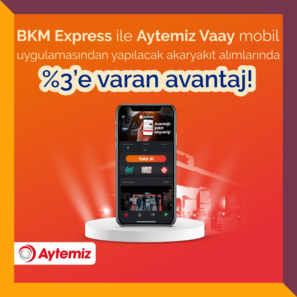Aytemiz Vaay mobil'den BKM Express ile akaryakıt alanlar %3'e varan avantaj sağlıyor. 
<a href="/AytemizOfficial/">Aytemiz</a>
 
Detaylı bilgi için aşağıdaki linke tıklayın.
bkmexpress.com.tr/kampanya/aytem…