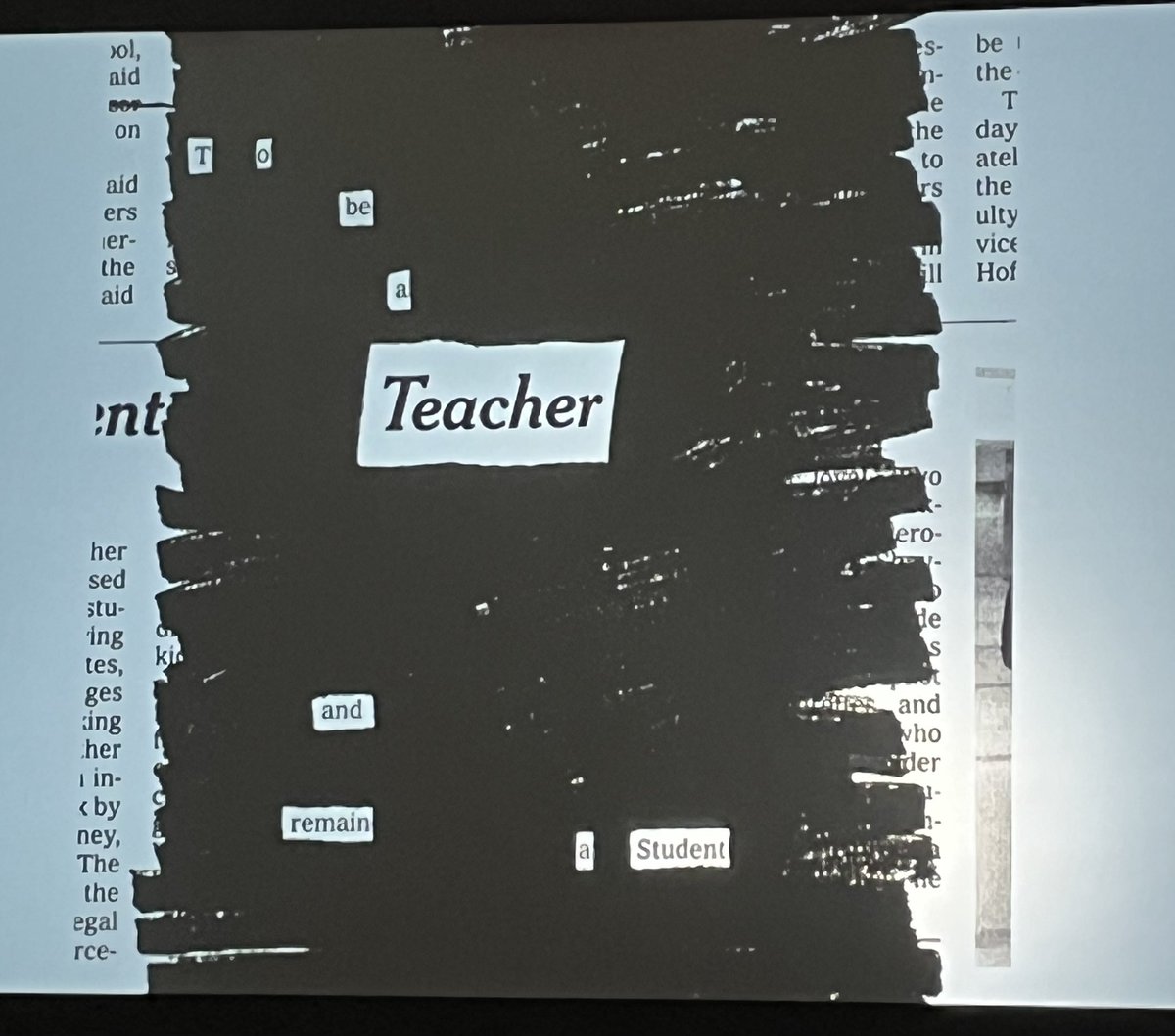 Yes! Great message in black out poetry  #MACUL23