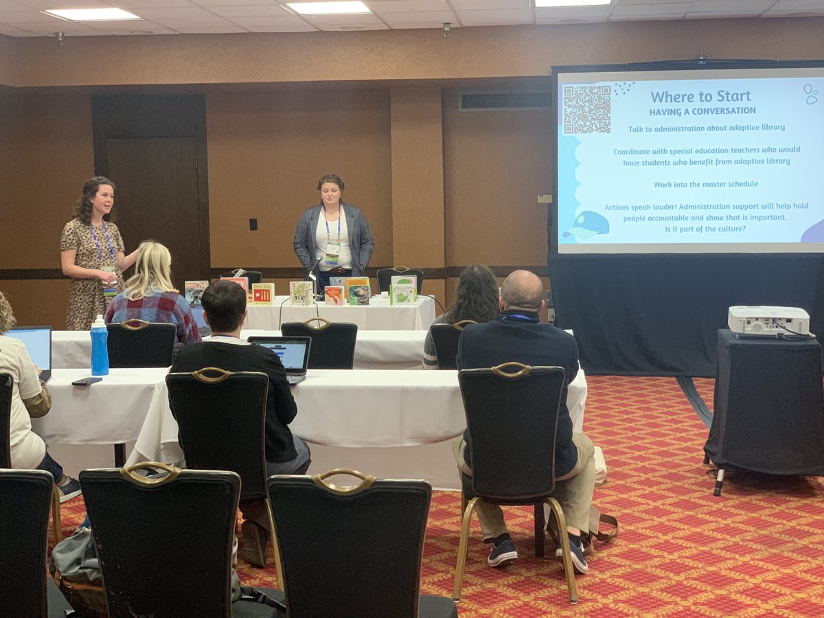 heidinelt's tweet photo. So excited to hear @MrsCowski and @WittmerWES talk about Adaptive lessons in the library to ensure an inclusive library experience for all of our students! @FTSchools @FTSUPT @FTWoodfillES #kyste23 https://t.co/9MdArZvvaH