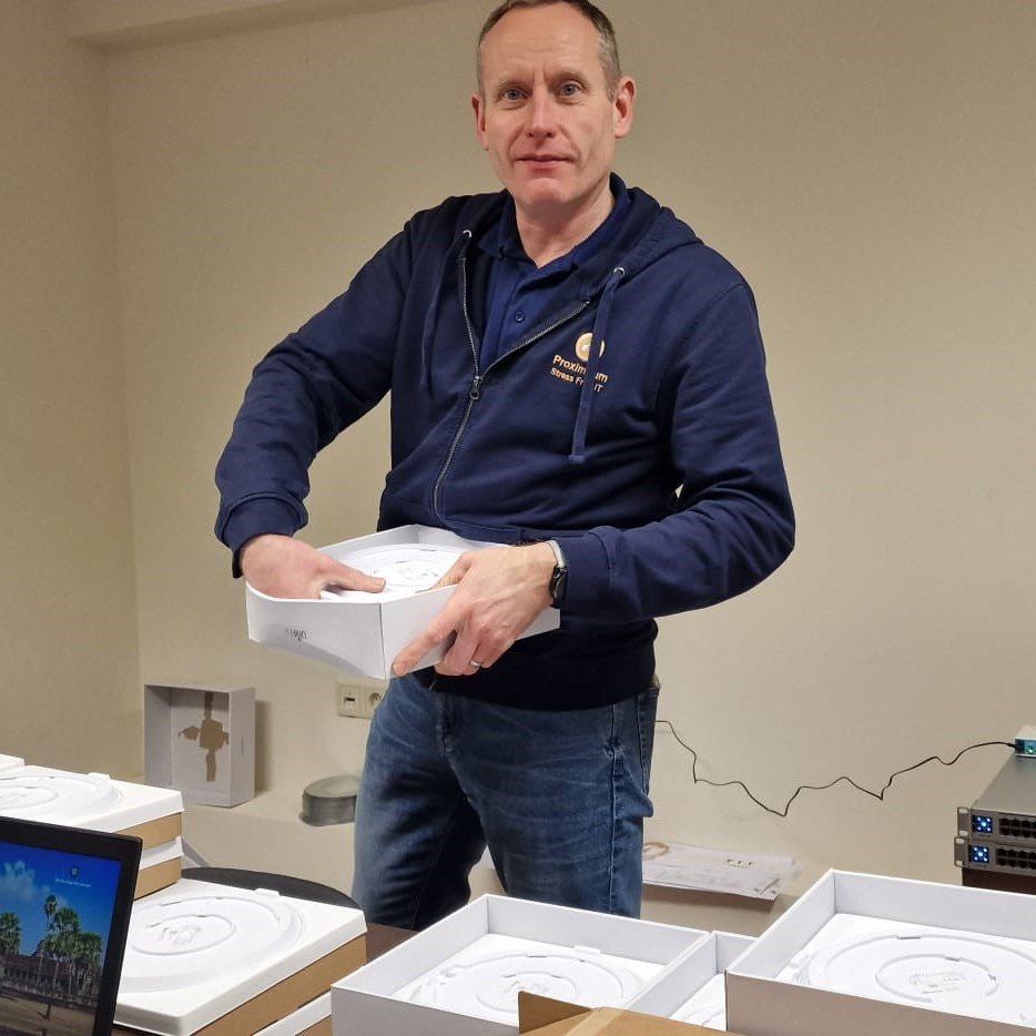 Proximitum's tweet image. During a recent trip to Amsterdam, we executed a significant upgrade in security for one of our hospitality customers.

Here's Karl getting stuck into the installation.

Great work team!

#ITSupportLondon #ITSupportKent #ITSupportSurrey #ITSecurity #NetworkSecurity