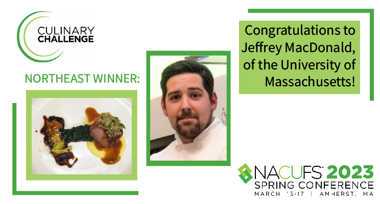 NACUFS's tweet photo. Congratulations to Jeffrey MacDonald of the University of Massachusetts, the Northeast regional winner for the NACUFS 2023 Culinary Challenge in Amherst, Mass.!
Well done Chef!
#SpringForwardwithNACUFS https://t.co/atnCFU1X9s