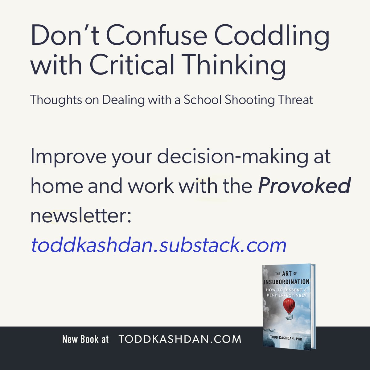 toddkashdan's tweet photo. With a school shooting threat at my kids high school today I learned a lot about parents. 

Join over 10,000 subscribers and read about how families and organizations can improve their decision-making process. 

Click here: https://t.co/s5BLuRKRSu https://t.co/UTelfxNZun