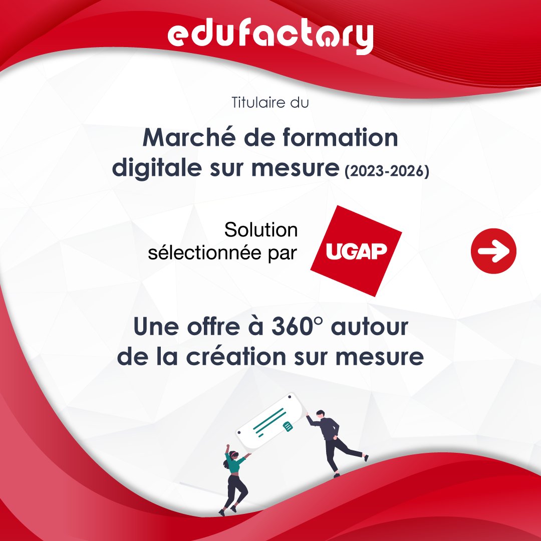 _edufactory's tweet image. C’est officiel ! 🚀

Comme vous le savez, edufactory a remporté fin 2022 le lot 4 du marché de formation professionnelle de l&apos;#UGAP.

Depuis le 1er janvier 2023, nous héritons donc de l&apos;intégralité du marché de #formationdigitale sur mesure. 🚀