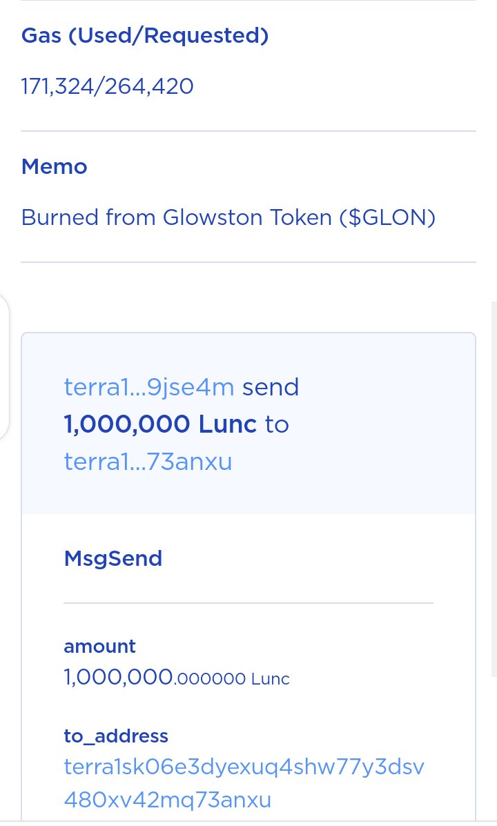 We just burned 1000000 #LUNC 🔥
If you want us to burn more $LUNC, buy #GLON and turn up our volume.

Buy now 👇
Glowstontoken.com

Telegram: t.me/Glowston_token

#LuncBurn  #Glon #Glowston