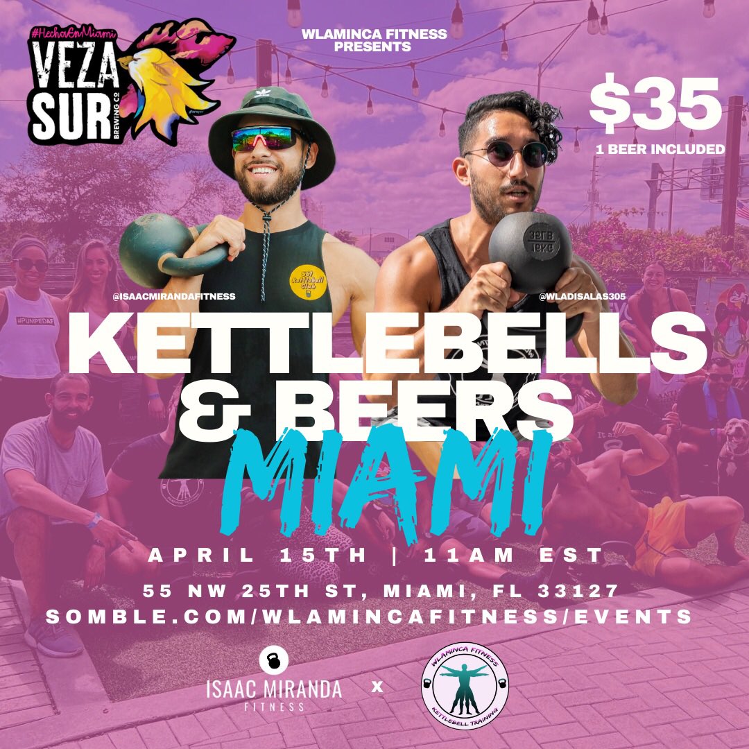 kbsandbeers's tweet photo. MIAMI WE ARE COMING THROUGH!!🍻 Sign up here https://t.co/JBLMIAVZhP #kettlebells #grouptraining #miami #wynwood #brewery #beers #kettlebellworkout https://t.co/D3EifpXCdI