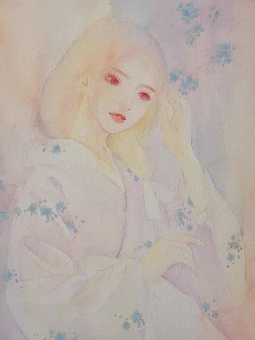 下塗りだけど優勝不可避今日は徹夜そして朝には仕事に戻るっ #wip  #透明水彩 