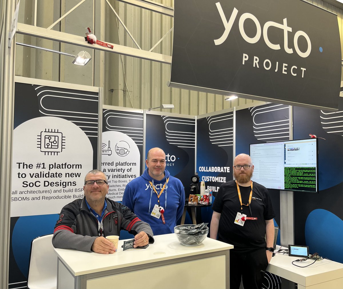 Yocto Project (@yoctoproject) on Twitter photo Thanks to all the awesome people who made our booth at <a href="/embedded_world/">embedded world</a> #ew23 such a huge success!
Especially the booth staff sponsors
- <a href="/awscloud/">Amazon Web Services</a>
- <a href="/Arm/">Arm</a>
- <a href="/FoundriesIO/">Foundries.io</a>
- <a href="/Huawei/">Huawei</a>
- KOAN Software
- <a href="/SFLinux/">Savoir-faire Linux</a>
and <a href="/mender_io/">Mender</a> for a lot of ☕️☕️☕️ Thanks to all the awesome people who made our booth at <a href="/embedded_world/">embedded world</a> #ew23 such a huge success!
Especially the booth staff sponsors
- <a href="/awscloud/">Amazon Web Services</a>
- <a href="/Arm/">Arm</a>
- <a href="/FoundriesIO/">Foundries.io</a>
- <a href="/Huawei/">Huawei</a>
- KOAN Software
- <a href="/SFLinux/">Savoir-faire Linux</a>
and <a href="/mender_io/">Mender</a> for a lot of ☕️☕️☕️