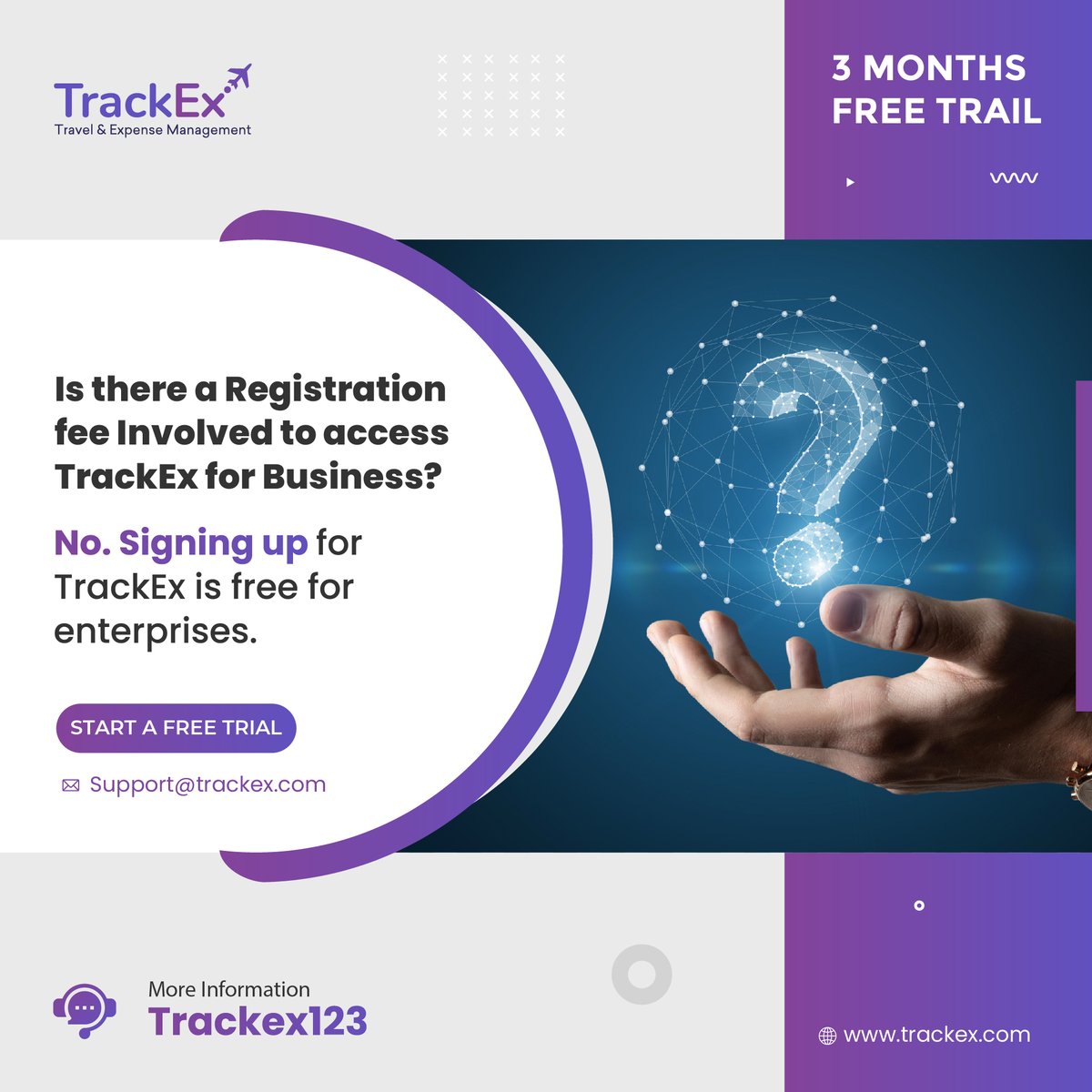 TrackEx_LLC's tweet photo. Is there a registration fee involved to access TrackEx for #Business?
#businesstravel #Expensemanagement #Expensetravel #Travelmanagement https://t.co/1Pg2FA4G7T