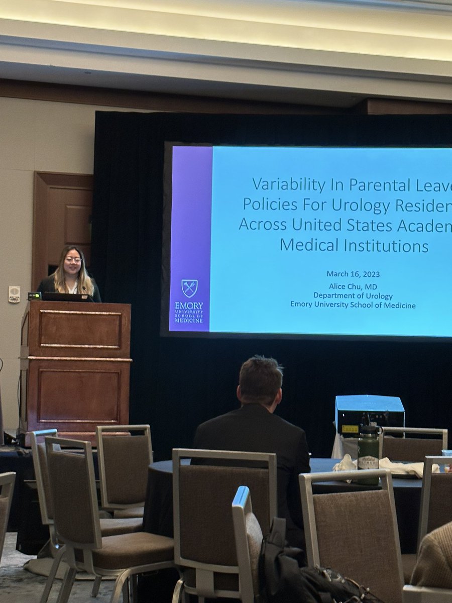 Great job @alicetchu discussing the variations in parental leave policies at US medical institutions! @emory_urology #SESAUA2023