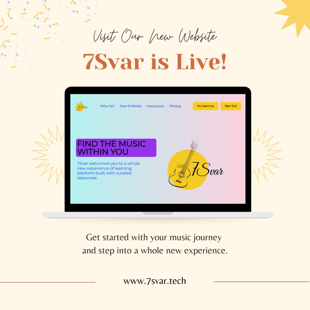 7Svar's tweet photo. It's finally here! Introducing 7svar, the revolutionary new platform for music learning. ๐ถ๐ผ
https://t.co/8rxqZ9S4Dy
#musiceducation #startupsuccess #7svarlaunch #musiclearningtheory
#7svar #onlinelearningforkids๐ฅ๏ธ๐๐ #dehradungram #musicalllife #musiclearning https://t.co/25evHoQ8Zo