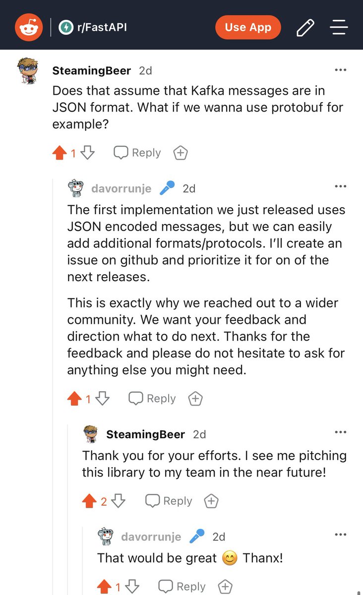 airt_AI's tweet image. Thanks for your feedback and directions what to do next! bit.ly/FastKafka

#FastKafka #json #protobuf