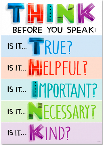 KatieBarrettUL's tweet photo. Last night’s #pdsl session reminded us of the importance of maintaining our professionalism and composure when dealing with difficult conversations. This THINK acronym is a useful reminder for us all to use in the workplace. #leadership @Leaders_SoE @patriciamannixm @niamhickey https://t.co/vep3TUCWXt