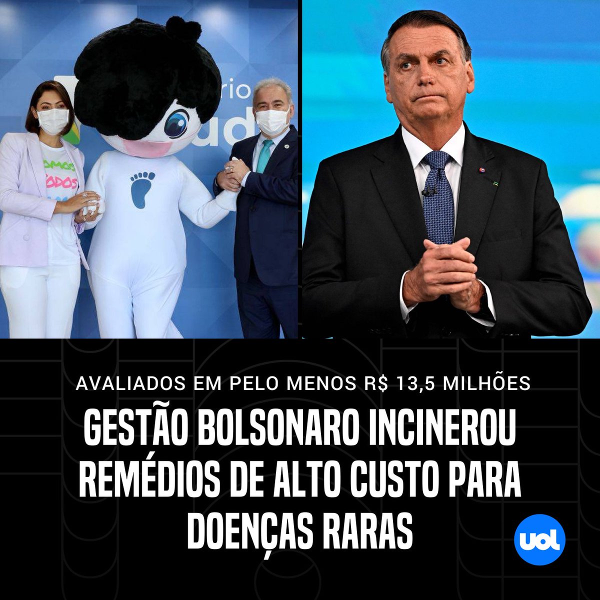 UOLNoticias's tweet image. 👨‍⚕️ O governo Bolsonaro incinerou medicamentos usados no tratamento de doenças raras e de alto custo, avaliados ao todo em pelo menos R$ 13,5 milhões