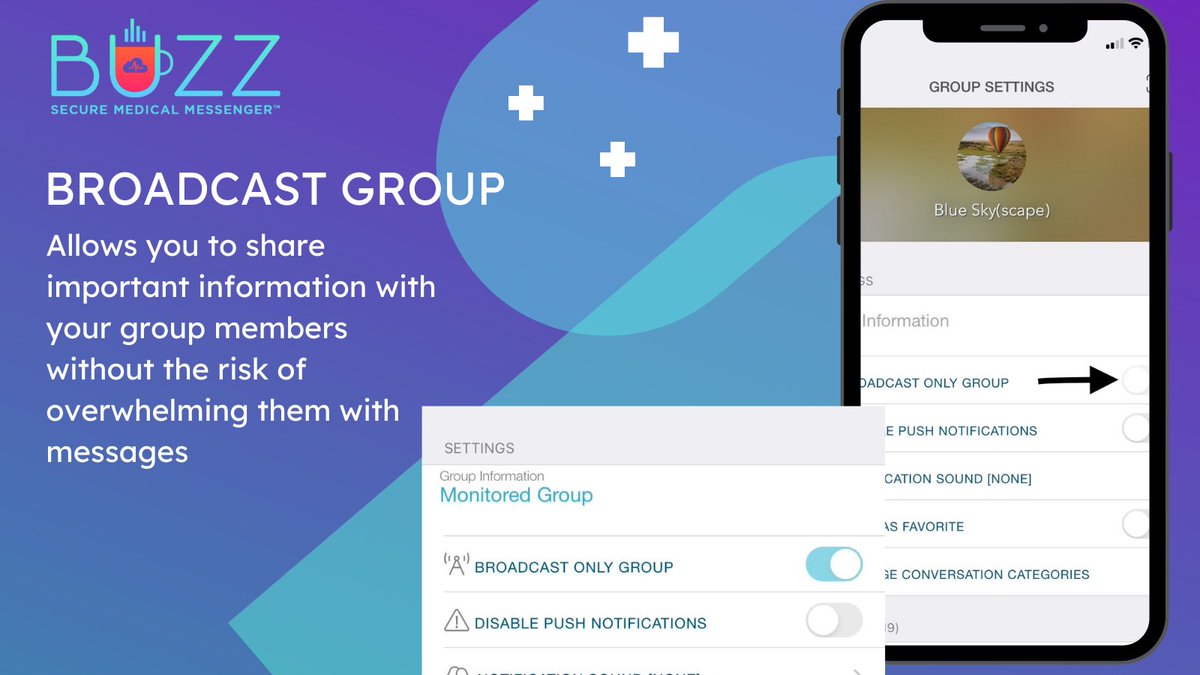 SkyscapeInc's tweet photo. Buzz Broadcast Group feature allows you to easily share important information with your group members without overwhelming them with messages. Only admins &amp; managers can send out information, keeping the conversation focused &amp; organized. Learn more at https://t.co/WTQ5UzYCa5 https://t.co/KXPOy0mBOK