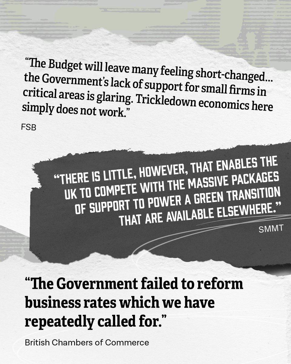 RachelReevesMP's tweet photo. The verdict is in. 

This is what business leaders had to say about the Tory Budget yesterday. https://t.co/uf8h57YTZv