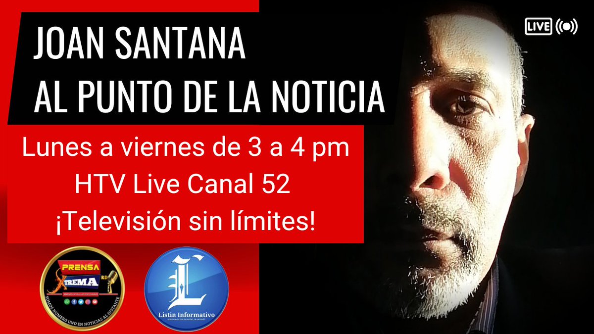 ListinInfo's tweet photo. Joan Santana miembro de @prensaextrema pasa a formar parte del Grupo #HilandoFino y viene con el Programa #AlPuntodelaNoticia a través de HTV Live Canal 52 a nivel nacional de lunes a viernes de 3 a 4 pm https://t.co/y4NR9D3Xib