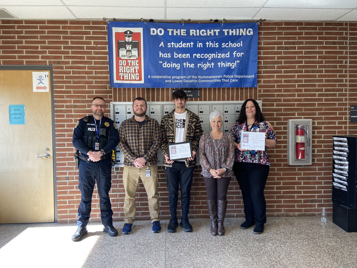 Congratulations to LDHS Junior Marshal Stahl for being the February recipient of the Do The Right Thing award!