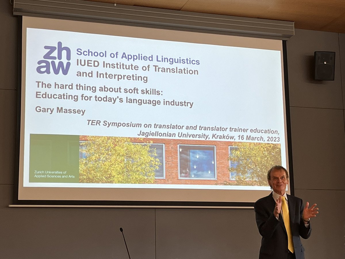 AdentroTrans's tweet photo. Many interesting points raised by professor Massey during today’s lecture. What exactly are soft skills in the language industry? How to teach, develop and measure them? How to stay on top of things when so many things in the industry are changing so quickly? https://t.co/YOUorCA3iP