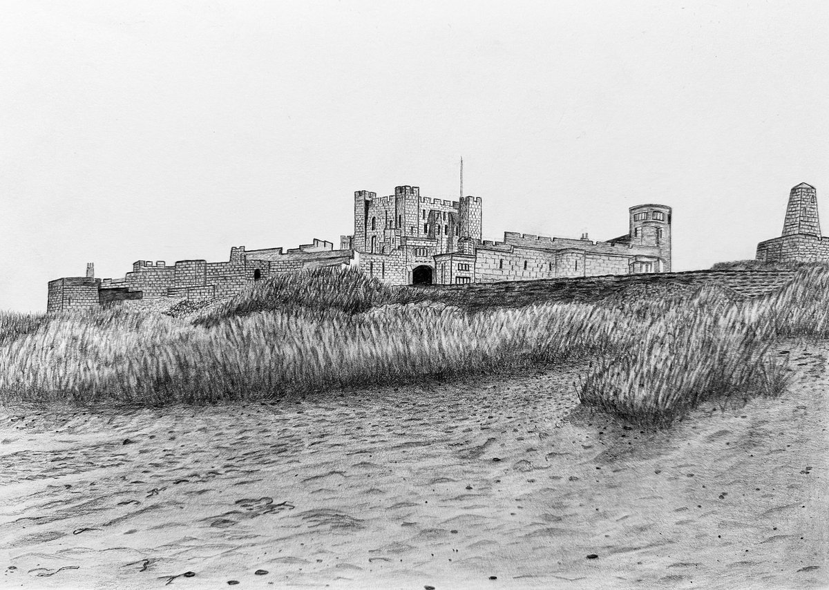 Bamburgh Castle in graphite pencil.
#bamburghcastle #Northumberland