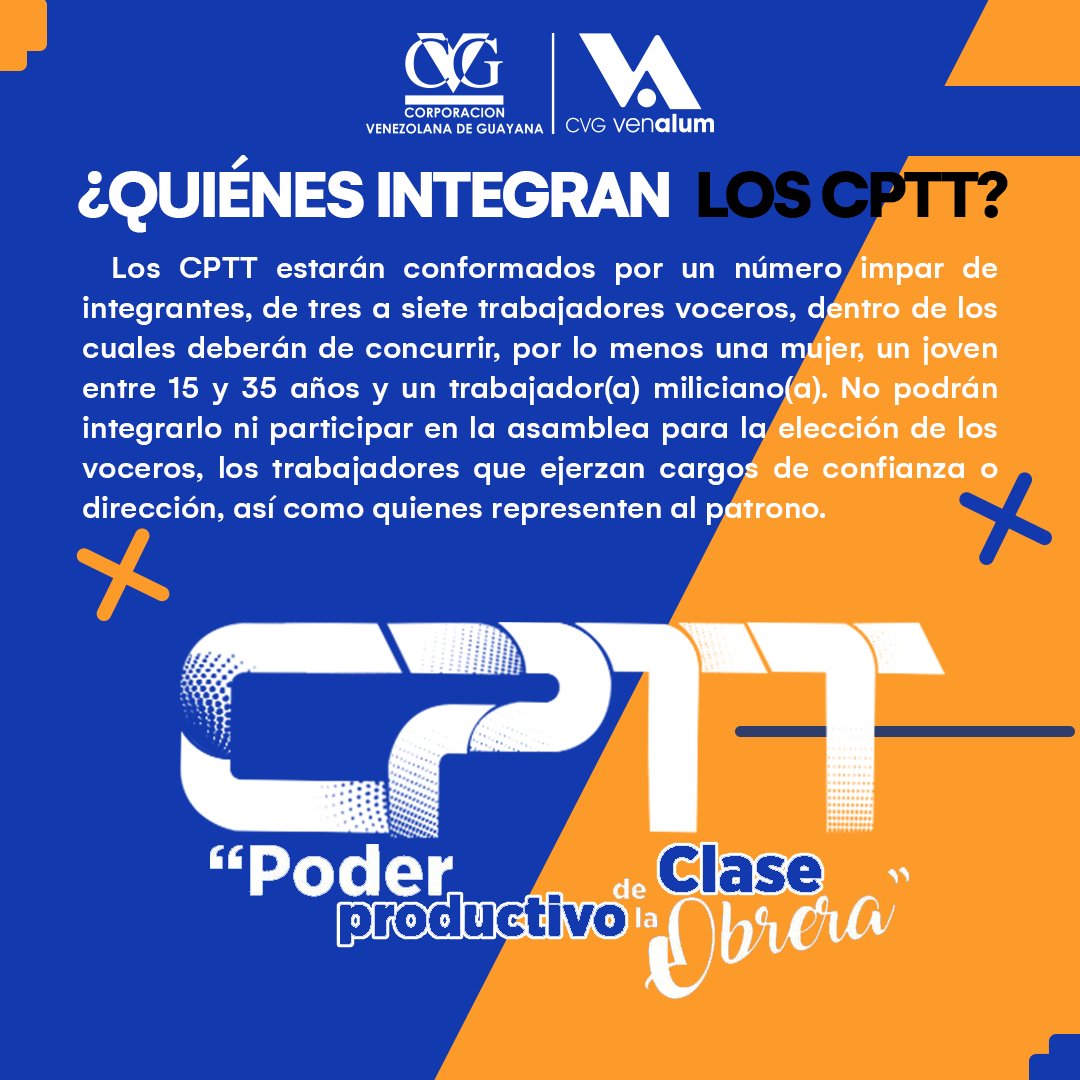 VENALUM_CVG's tweet photo. #SabíasQué || Los integrantes de los Consejos Productivos de Trabajadores y Trabajadoras varían entre tres y siete y no pueden ejercer cargos gerenciales ni ninguna otra representación del patrono
@NicolasMaduro 
@TareckPSUV 
@HAbreuMRT 
#CVGTrabajamosParaTi
#ElBloqueoEsCriminal https://t.co/ssHiWCjdAK