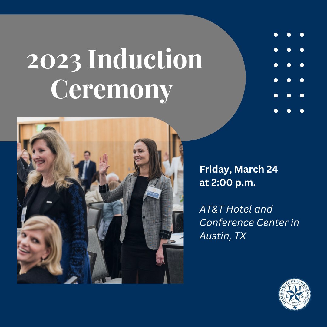 TBLScertified's tweet photo. Congratulations to TBLS’ newest class of Board Certified attorneys and paralegals! This group of Board Certified attorneys and paralegals are being inducted on Friday, March 24. Tune in to our FB live at 2 p.m. to watch them swear in!
#TXBoardCertified #TXBCMatters https://t.co/yHn6H9T7nj