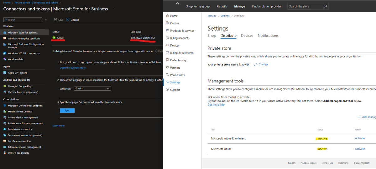 inthecloud_247's tweet photo. Why is the Microsoft Store for Business connector still active in Intune even if I have deactivated Intune in the Business Store!? @IntuneSuppTeam
#MsIntune #BusinessStore #Cleanup https://t.co/e5k37tnJUe