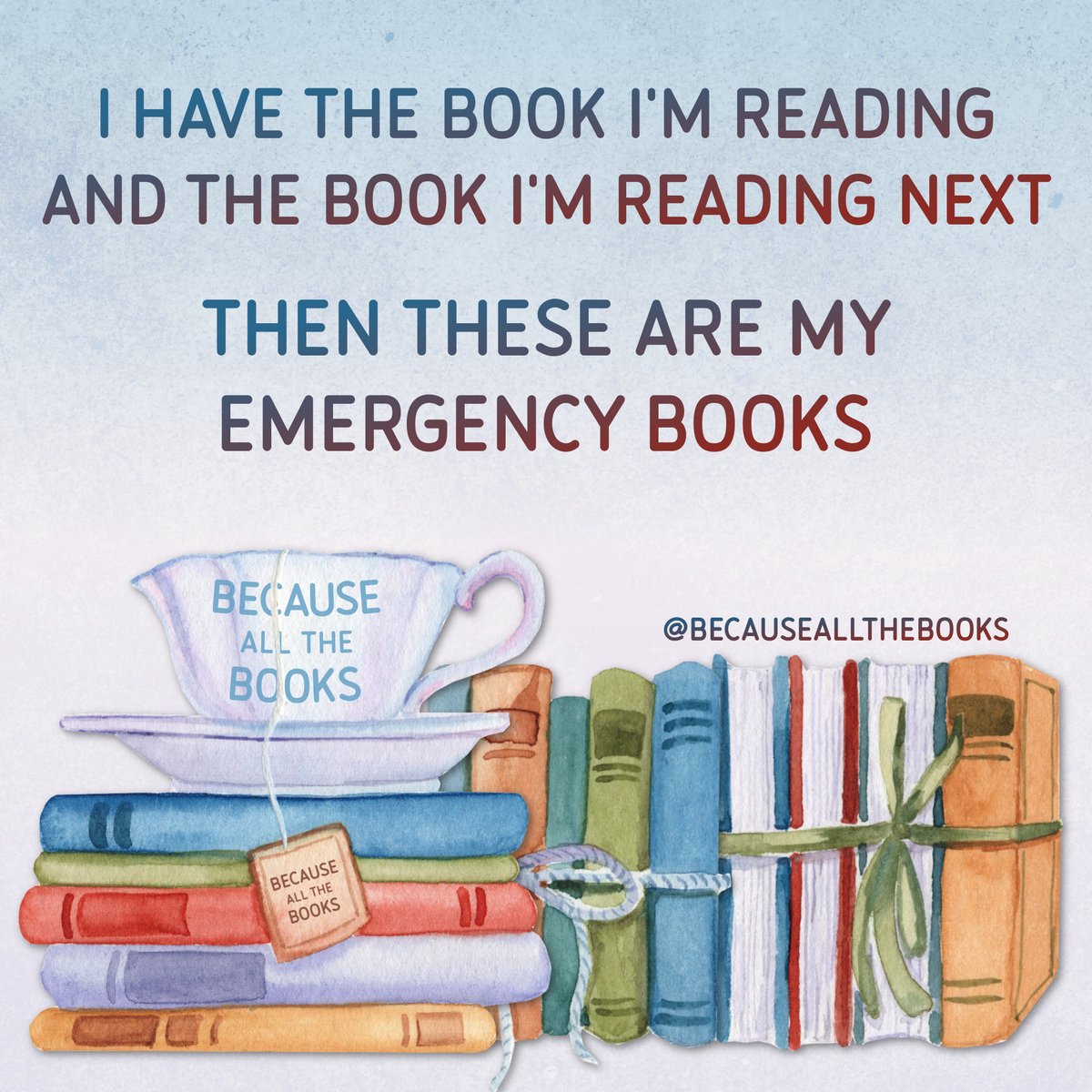 becausemybooks's tweet photo. One must have emergency books!
#BecauseAllTheBooks #MoreBooks #GiveMeAllTheBooks #BornToRead https://t.co/ChEXOWiANK