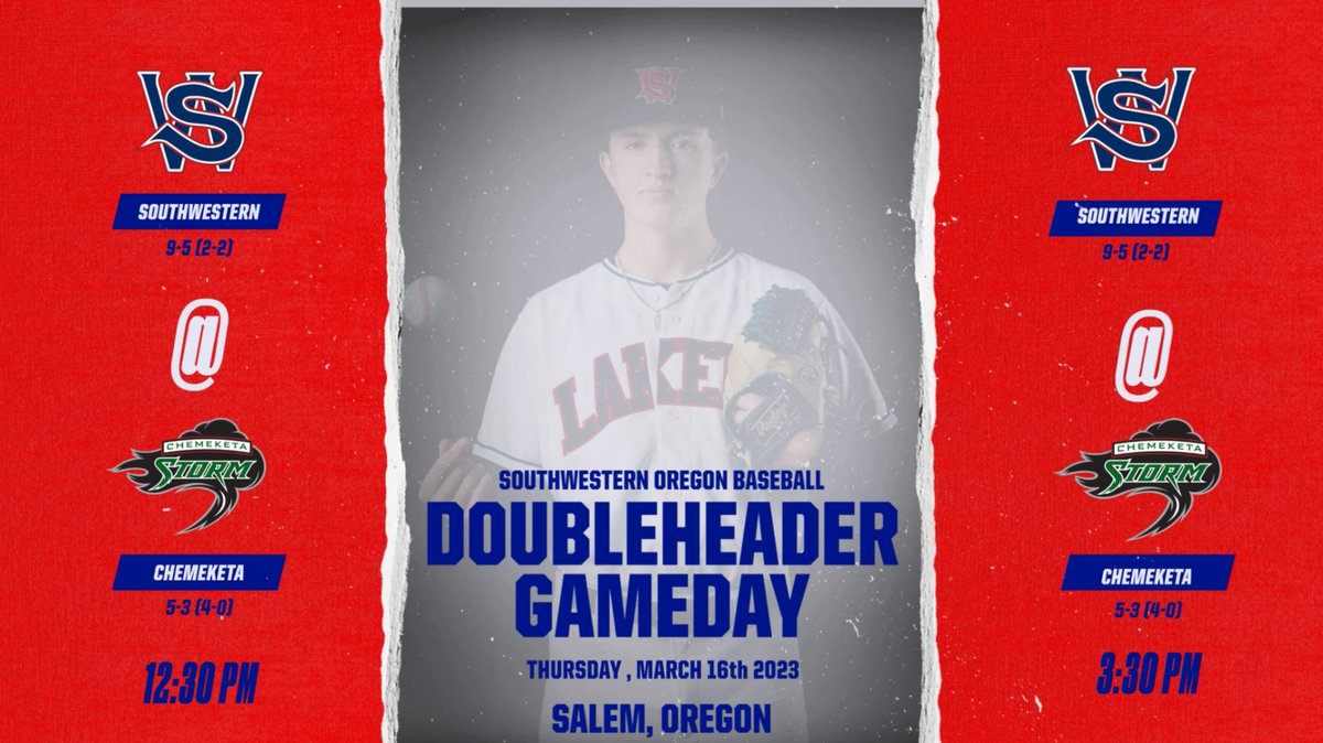 SwoccBaseball's tweet photo. The Laker hit the road today for a pair of league games vs Chemeketa CC in Salem, Oregon. First Pitch for the double header will be scheduled for 12:30 pm. #SWOCCBaseball https://t.co/edVKVWu54l