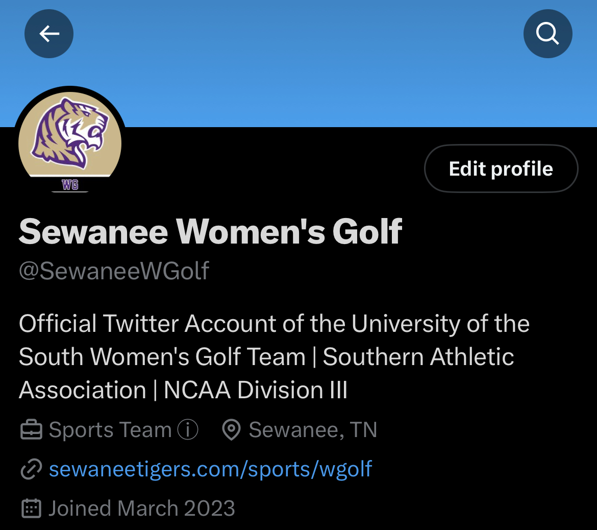 UPDATE | We have created Twitter and Instagram accounts for both golf programs!

For men’s golf: Follow <a href="/sewaneemgolf/">Sewanee Men’s Golf</a> on Twitter and Instagram!

For women’s golf: Follow <a href="/sewaneewgolf/">Sewanee Women's Golf</a> on Twitter and Instagram!

#YSR #d3golf
