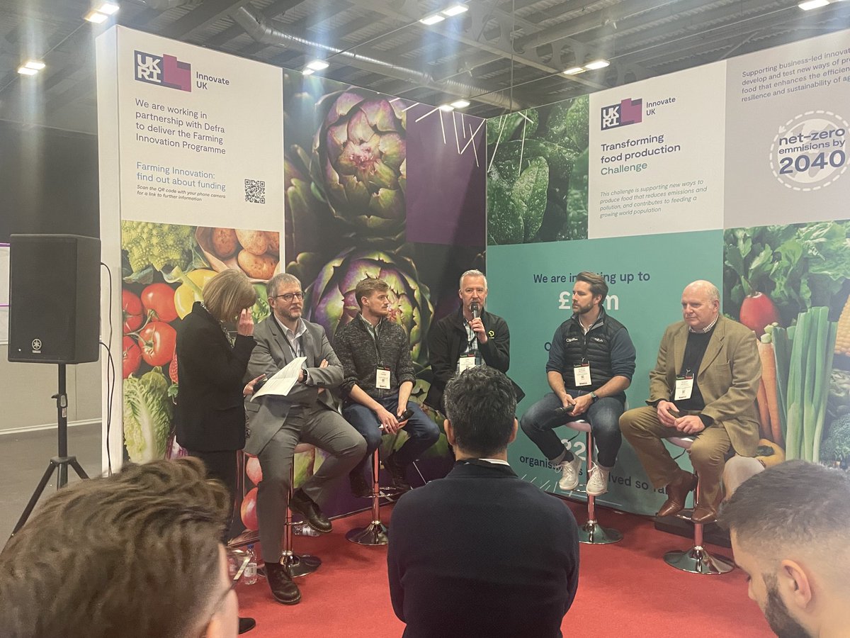 Cathryn from ⁦@KTN_Agrifood⁩ leading a discussion at FPC with ⁦<a href="/danks_chris/">Chris Danks</a>⁩ and ⁦<a href="/innovateuk/">Innovate UK</a>⁩