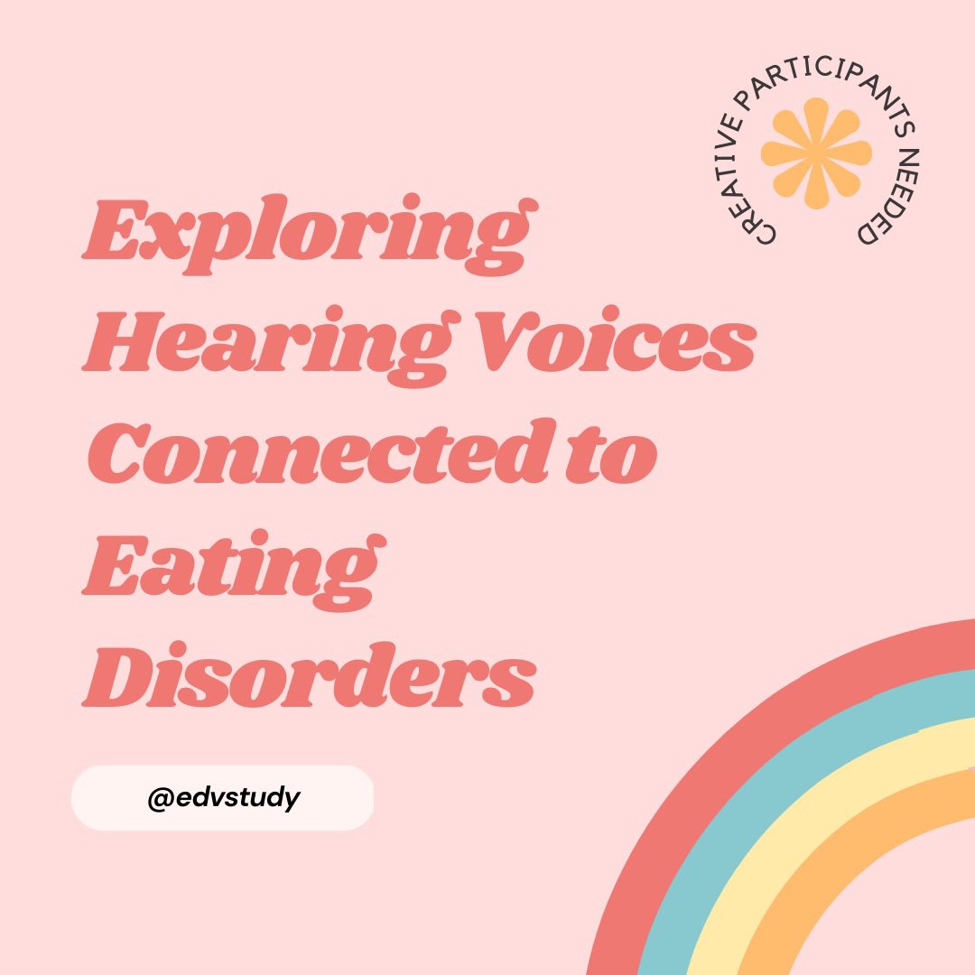 EDVStudy's tweet photo. 📣We’re still recruiting📣

We’re gathering stories from 16-25 year old women about their experiences of voice hearing and eating disorders! 

Tell us your story through art, poetry, written or spoken piece! 

Click here > https://t.co/NMj63Jiaal

#eatingdisorders #voicehearing https://t.co/zFrXzZPyb0