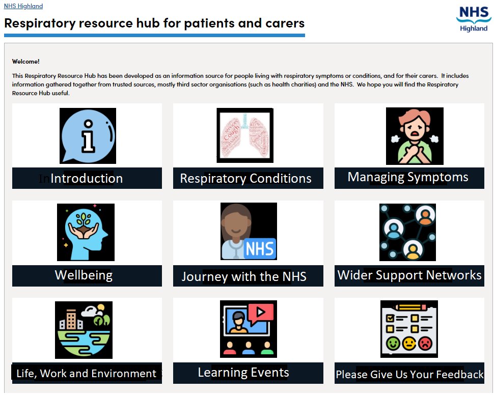 Check out @NHSHighland Respiratory Resource Hub for people living with #respiratory conditions, their families & carers, which features our health info, resources & support. 🔗bit.ly/RRH-new #RespiratoryResourceHub