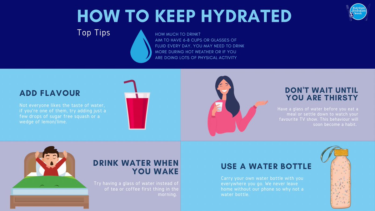 Some top tips from @setrust dietitians on how to keep hydrated for #NHW2023 💦
@dietitian_ni @OliviaSmyth3 @ElizMcKnightRD @AshleighMillsRD @AllieBirchRD @AmyMcMillanRD @Jacksonhel1 @BDA_olderpeople @BDA_Dietitians @NHWeek @fiona_hillen @PaulineMulNI