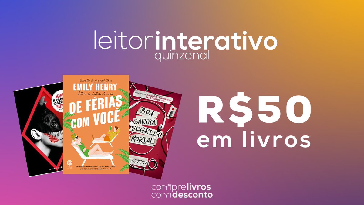 tdcomdesconto's tweet photo. ⚡ SORTEIO // leitor interativo

vou premiar um seguidor com R$50 pra comprar livros a cada 15 dias!

✨ pra participar basta:
- seguir @livrosedesconto
- dar RT nesse tweet
- interagir bastante (curtir, dar RT, comentar etc)

o resultado vai sair dia 01/04! https://t.co/sby3DRLO9d