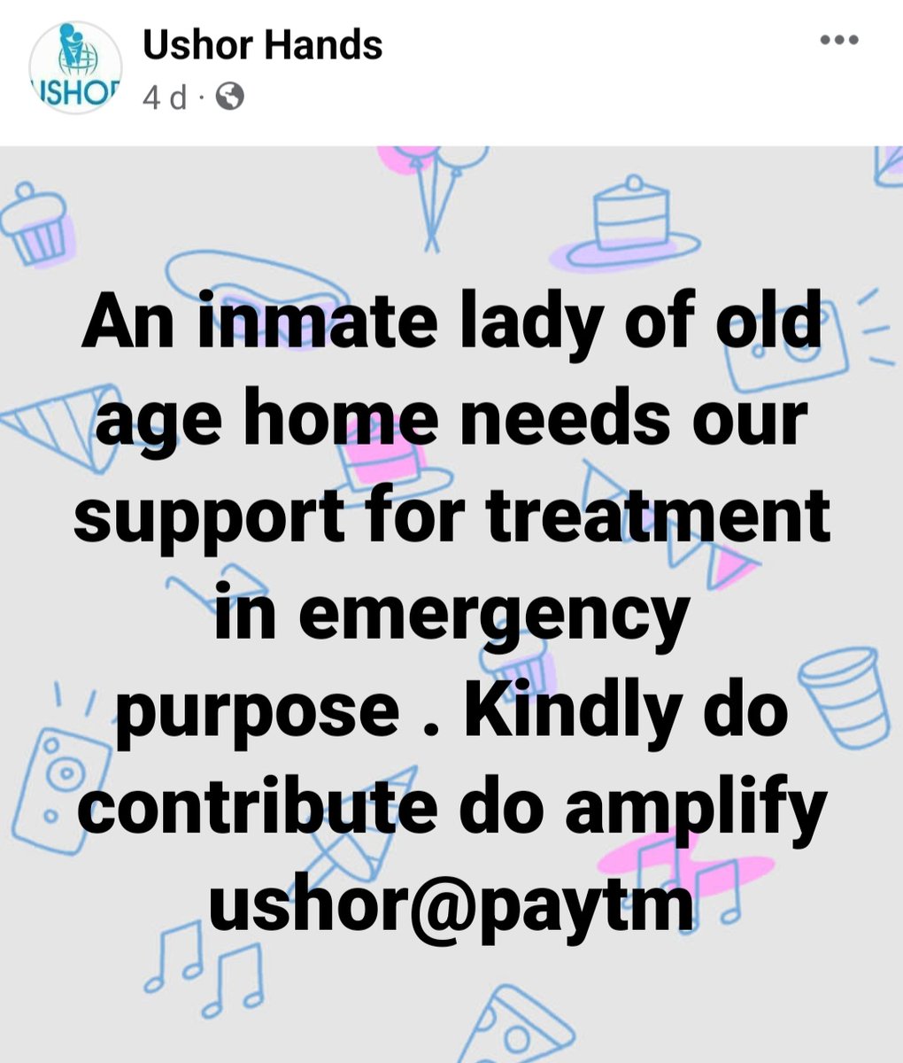 Do  #support do #amplifywomen a lady of old age home needs our support for medical treatment  please contribute ushor@paytm #socialinitiatuve