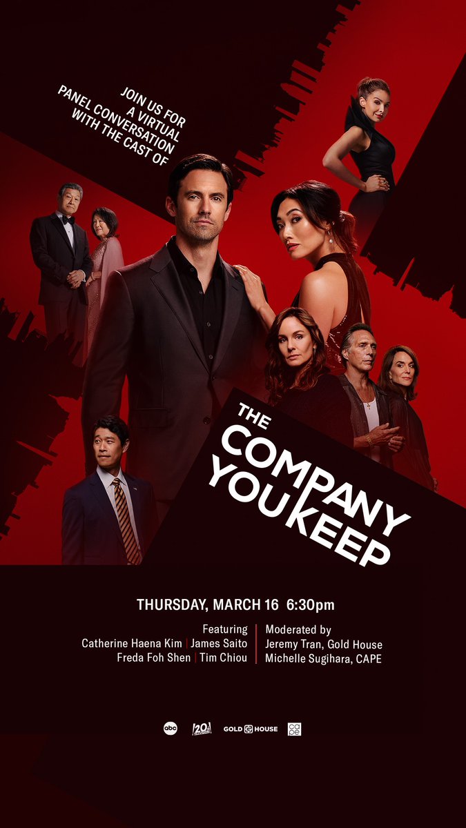 RealMomOfSFV's tweet photo. Check out this virtual panel event featuring the cast of The @CompanyYouKeep! RSVP here: https://t.co/WSYCrOCIPN. #TheCompanyYouKeep #CatherineHaenaKim #TimChiou #JamesSaito #FredaFohShen #ABCEntertainment #partner https://t.co/y3VtO14MMt