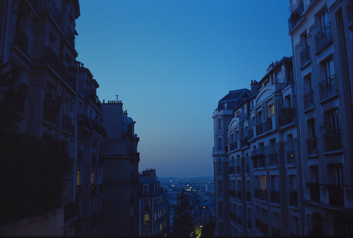 blue hour in Paris on film