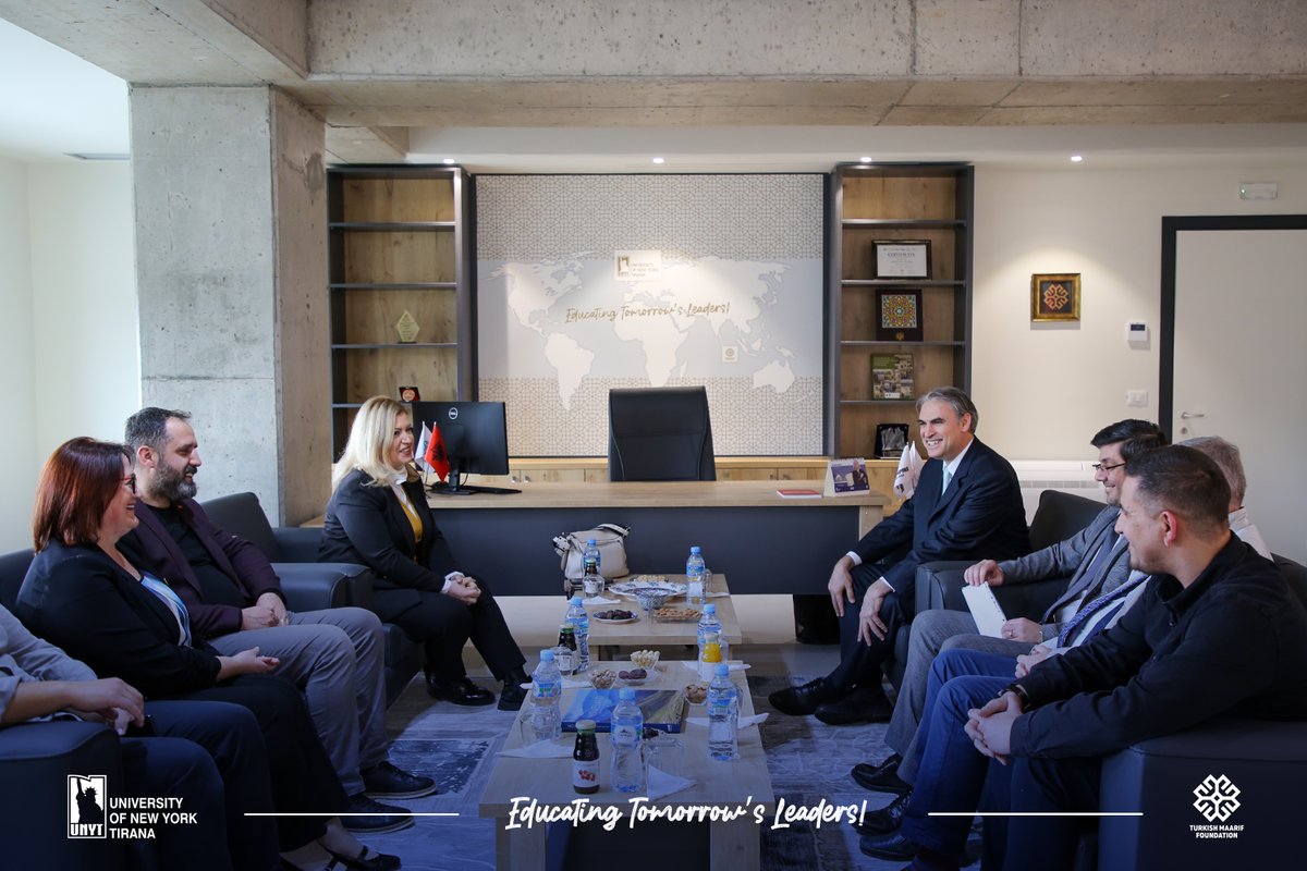 UNYT_Official's tweet photo. 🟣The panelists of the Open Panel "Re-Understanding The National Anthem's Poet, Mehmet Akif Ersoy", organized by UNYT Balkan Research Center, paid a visit to UNYT Rector Prof. Dr. Erkan Erdemir. 🗽
@LeylaSerifEmin
#unytisgrowing #joinunyt #unytec #unytisready4you https://t.co/MrpAaVbkJf