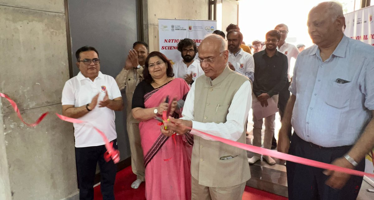 NFSU_Official's tweet photo. Dr. J. M. Vyas, Vice-Chancellor, NFSU inaugurated the "Sports Arena" at National Forensic Sciences University-Gandhinagar on the occasion of Sports Week's first day on 16 Mar.'23. Sh. C.D. Jadeja, Exe. Registrar &amp; Prof. (Dr) Purvi Pokhariyal, Campus Director of NFSU were present. https://t.co/fE65ve4imo