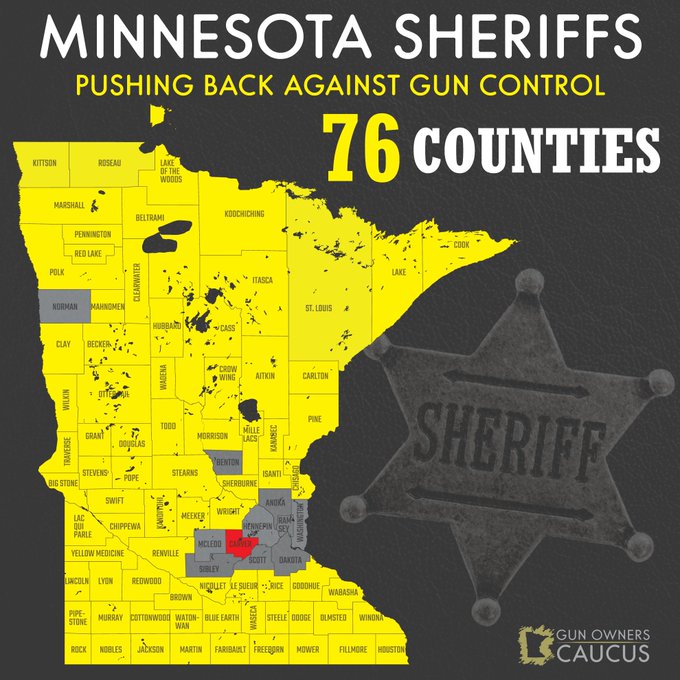 MinnesotaMiners's tweet photo. .@GovTimWalz .@MinnesotaDFL 76 sheriffs in Minnesota have rejected your proposed gun control legislation. But you will forge ahead and try and ram it down their throats along with the law abiding citizens of Minnesota. You are why the 2nd Amendment was written. @MinnesotaMiners https://t.co/OGGT0QAVRP