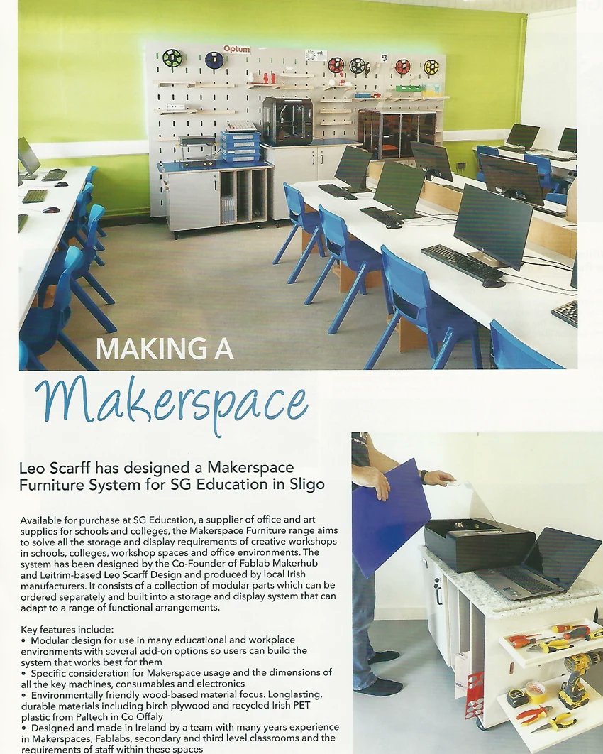 LScarffDesign's tweet photo. Lovely to see more great coverage of our studio's #Makerspace #Furniture_System featured in this months #Plan_Magazine. The support for this #Irish_designed and made innovative #education range has been amazing. Thanks again to Denise and all at Plan. #irishdesign #sgeducation https://t.co/uA5PX28rT7