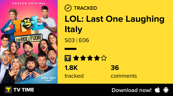 Redeipirati's tweet photo. I've just watched episode S03 | E06 of LOL: Last One Laughing Italy! https://t.co/cOYB5UTw2Z #tvtime https://t.co/JcGGhHSsay