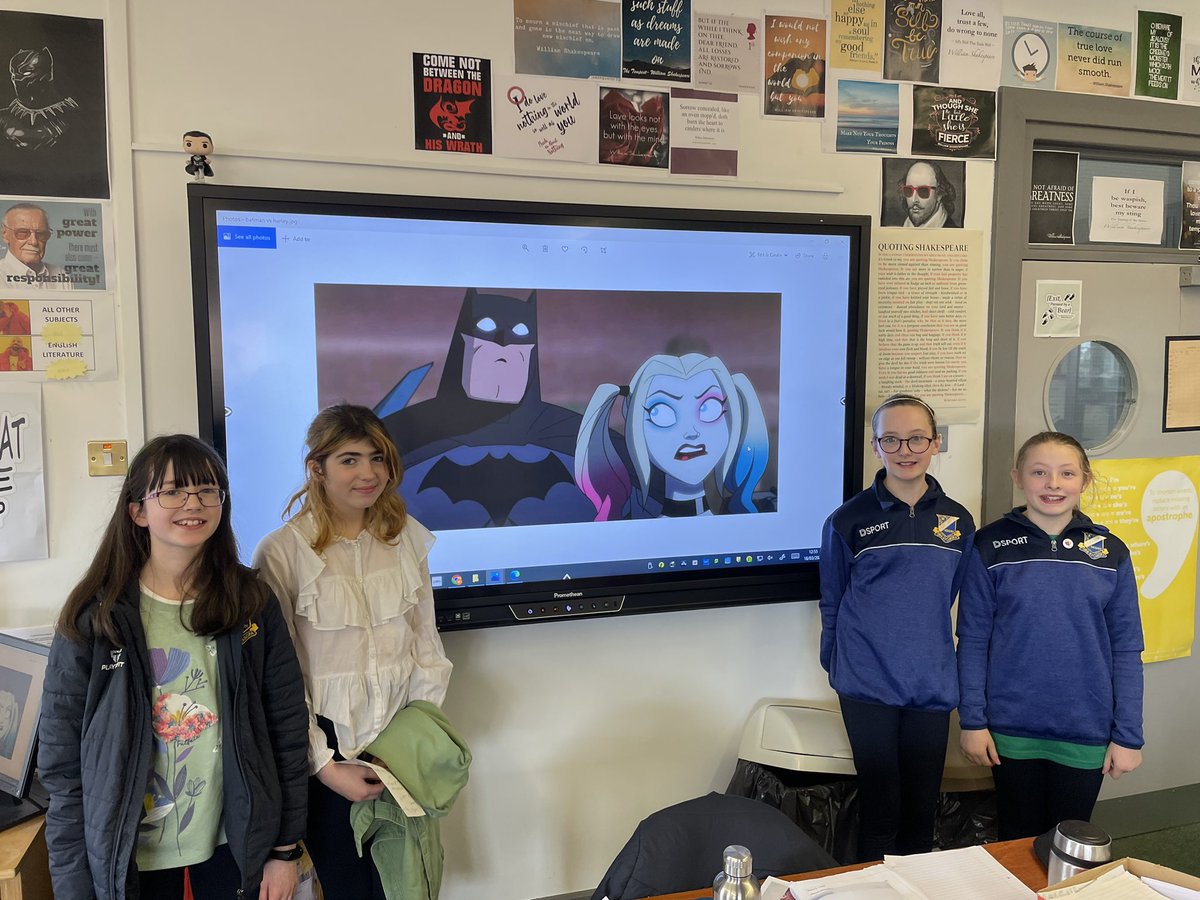 OLSComicClub's tweet photo. A fun debate today! 

Our J1s pitted Batman against Harley Quinn in a fast-paced debate on who was the better character! 

It was very close, but the win went to Harley!

@OLSNewry #comics #newry #debate #comicclub https://t.co/caI9pAJWSJ