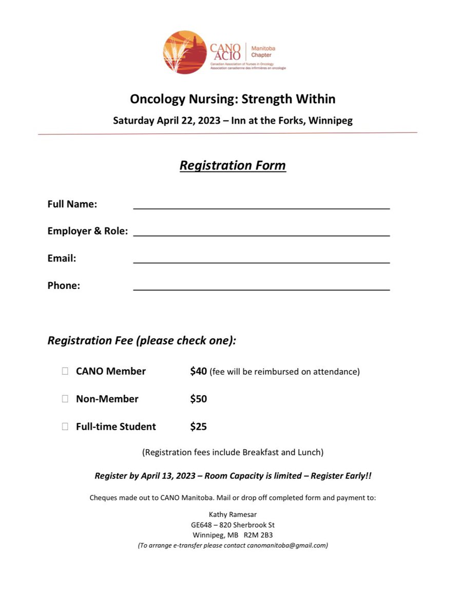 CANO_ACIO_MB's tweet photo. We are very excited to present to you our Annual Conference!

When: Saturday, April 22, 2023
Where: Inn at the Forks, Winnipeg

Please see attached program &amp; registration form.

Register early as space is limited!

This event is free for CANO Manitoba members. https://t.co/cZCYN2NmJj