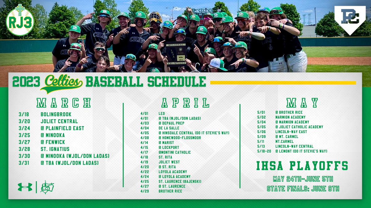 CelticBASE's tweet photo. 2023 Celtic Baseball Schedule
#RJ3 | @ProviAthletics https://t.co/bDxdPIbDeZ
