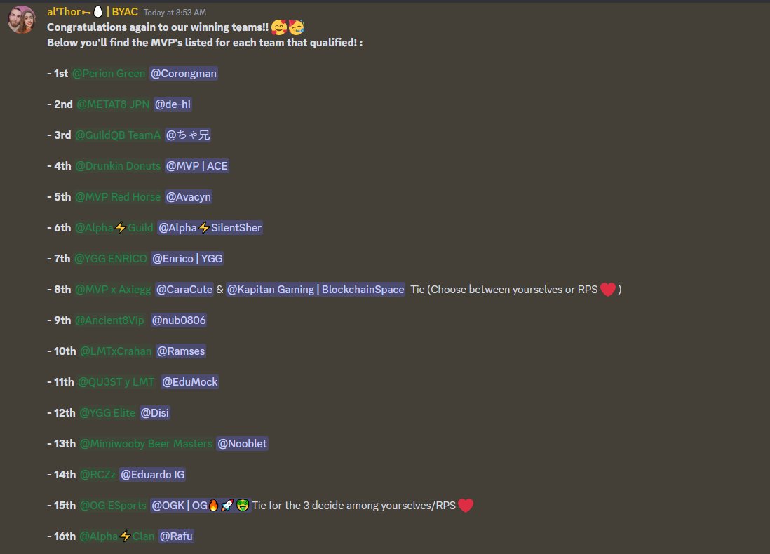 JuliuseIRL's tweet photo. Congrats to my boy @_Avacyn for being the MVP (literally hehe) in the @BigYakAxieClub's Beer League Tournament for our team

Represent MVP Red Horse to the max fam! 

Any axies you need for your inven, I got you! https://t.co/GDIb1R0vPx
