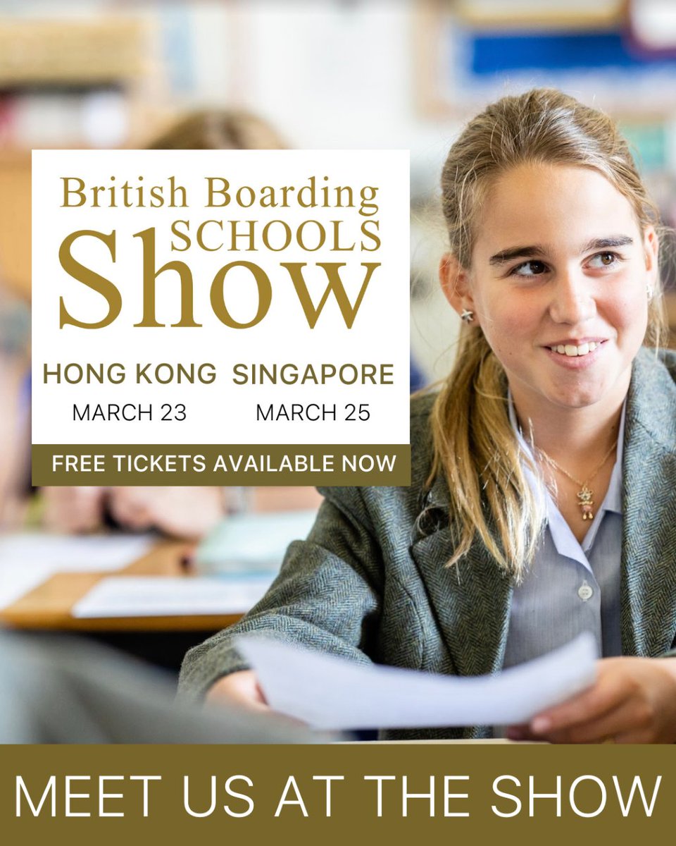 Join us in Hong Kong and Singapore for the British Boarding School Show - 23 March and 25 March.

#boardingschool #internationalschool #hongkong #singapore #proudlyib #proudlymarymount