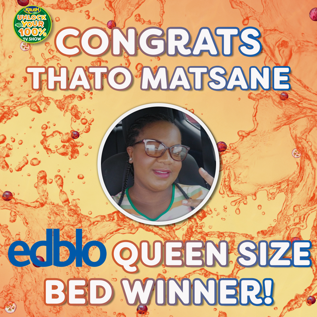CloverKrush's tweet photo. Congratulations to our viewer winner Thato Matsane for Episode 5 who walks away with an #Edblo queen sized bed! 

Will you be our next lucky winner? New competition launches this Wednesday across our platforms! #Krush https://t.co/obXsf5pSLV