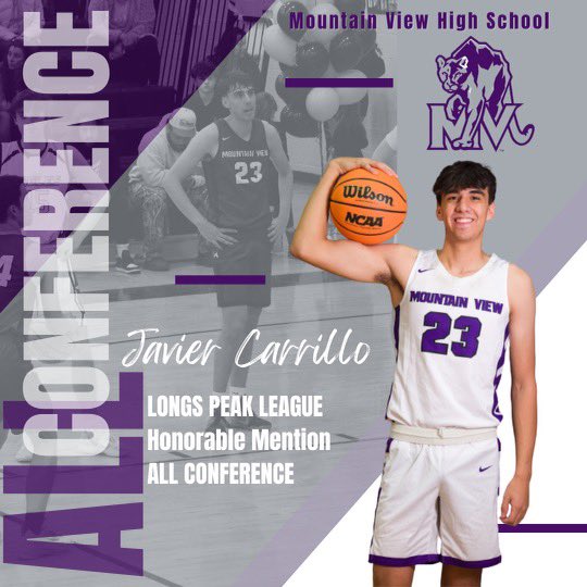 Congrats to our senior Javier Carrillo! Javi was selected as honorable mention All conference in the Longs Peak League. Javi was impacted the game in every way on the court this year. Good work this year! We are proud of you!