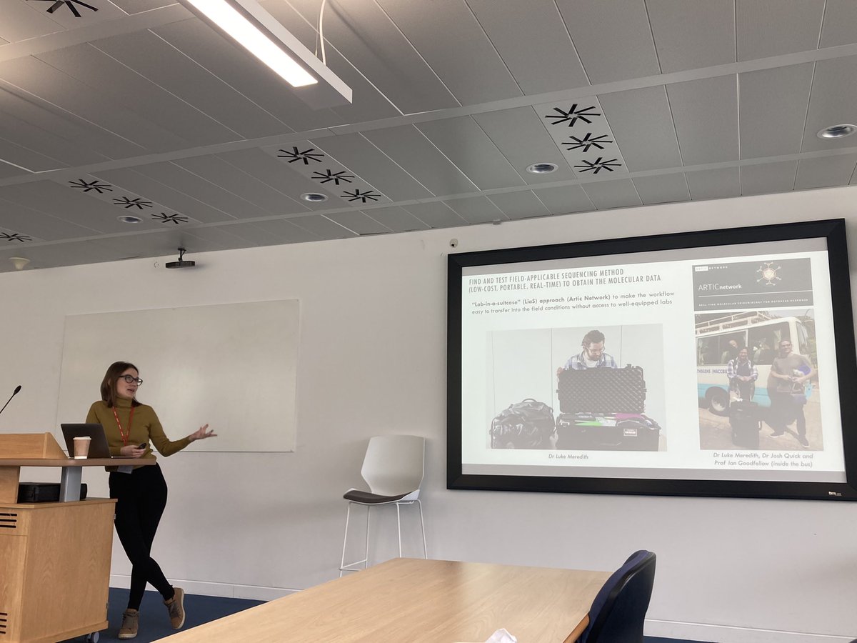 KessRowe's tweet photo. @AnnaKov1988 and Rhys Izuagbe presenting the @NetworkArtic lab-in-a-suitcase and it’s application for HIV/HCV in Ukraine at @emblebi https://t.co/bnmyONpIrf